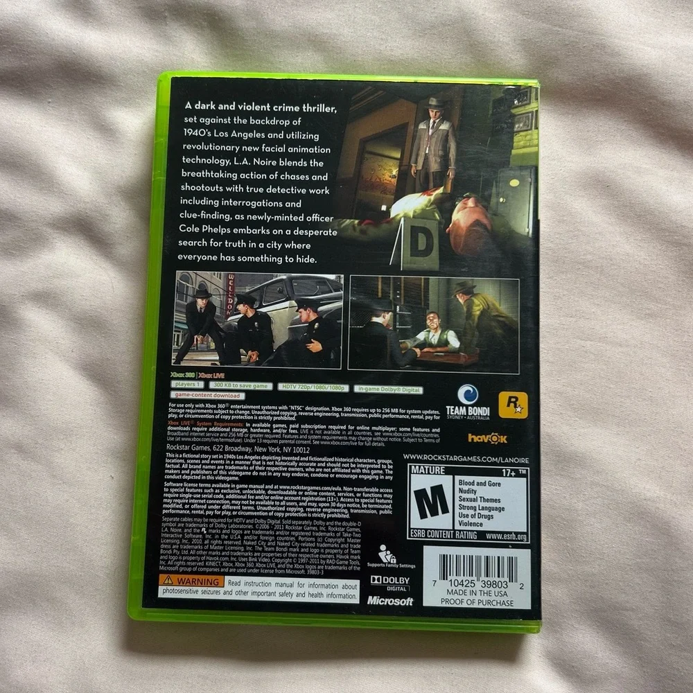 Xbox 360 L.A. Noire - 3-Disc Set - Good Condition